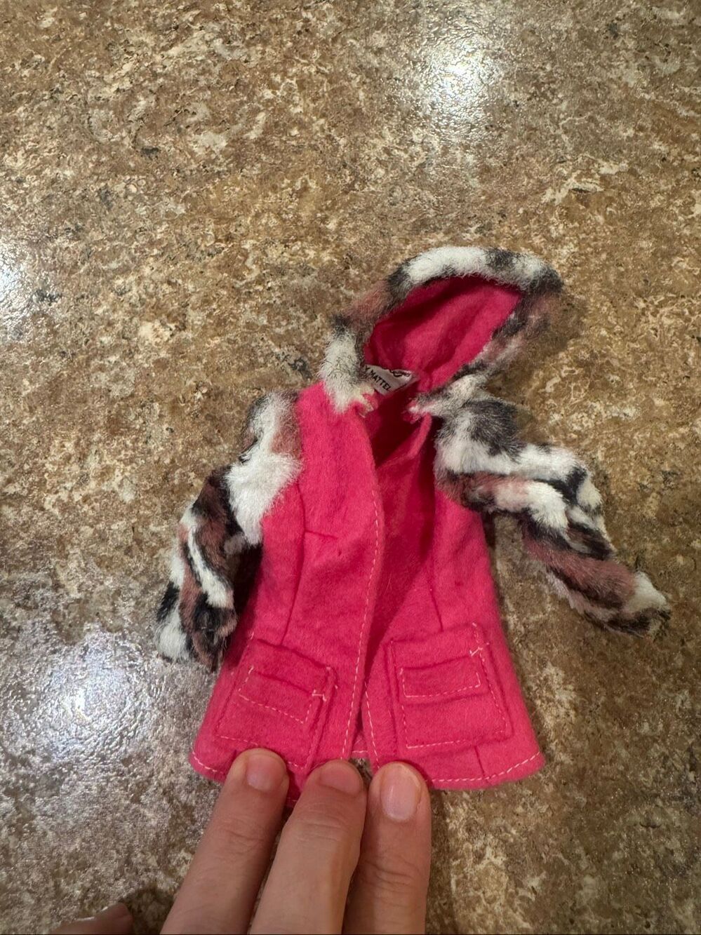 Vintage 1971 Barbie Wild N Wintery #3416 Pink Leopard Hooded Coat Mattel